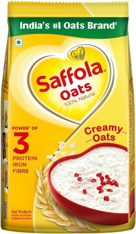 Saffola Oats | Rolled Oats | Delicious Creamy Oats | 100% Natural | High Protein & Fibre | Healthy Cereal for weight loss | 500g